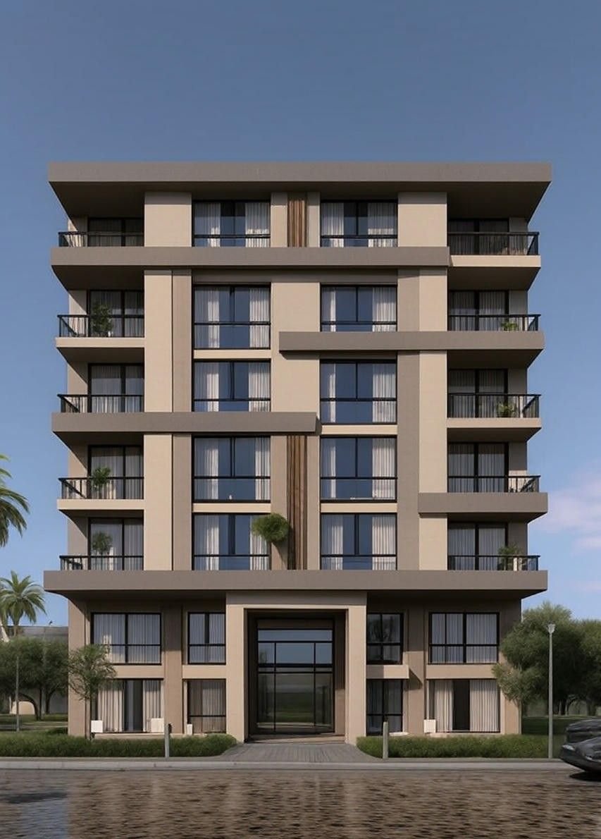 Toprak tonlarında modern apartman projesi